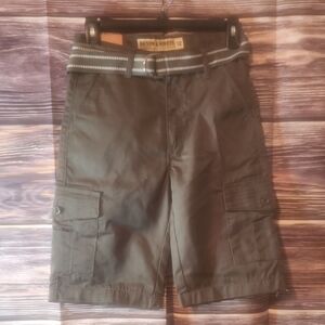 Denim & Rivets Dark Green Boys Cargo Shorts with Belt